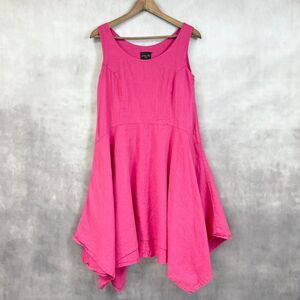 Olars Ulla‎ Sweden Linen Dress Womens Small Pink Minimalist Lagenlook Asymmetric